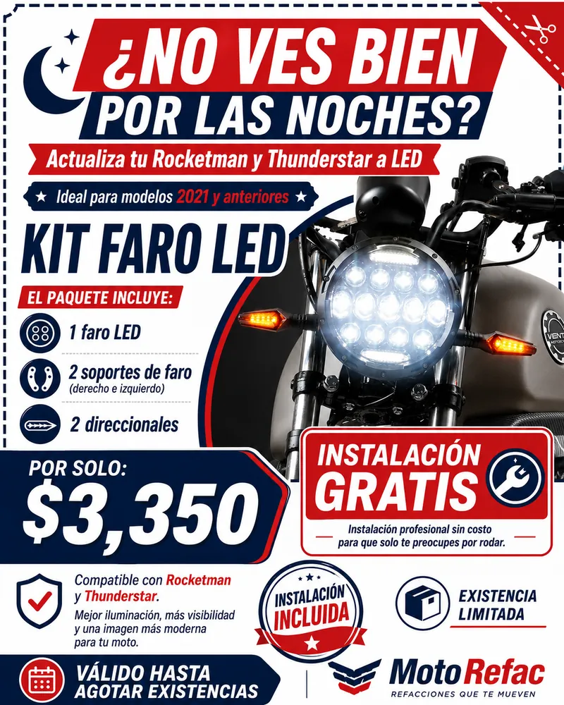 Cupón 1 — Kit Faro LED para Rocketman y Thunderstar con instalación gratis